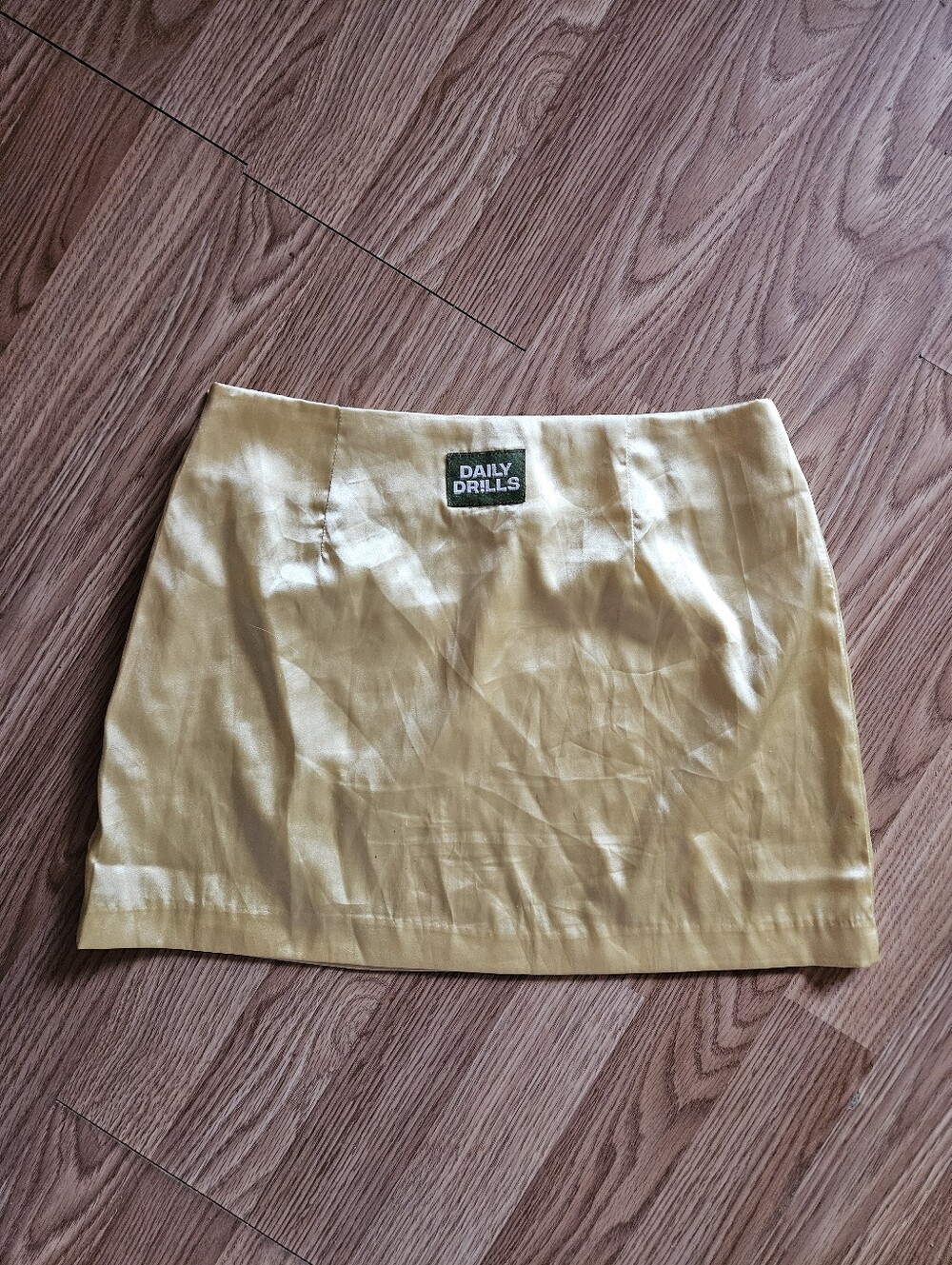 Daily Drills Butter YellowSatin Mini Skirt - Picture 2 of 4